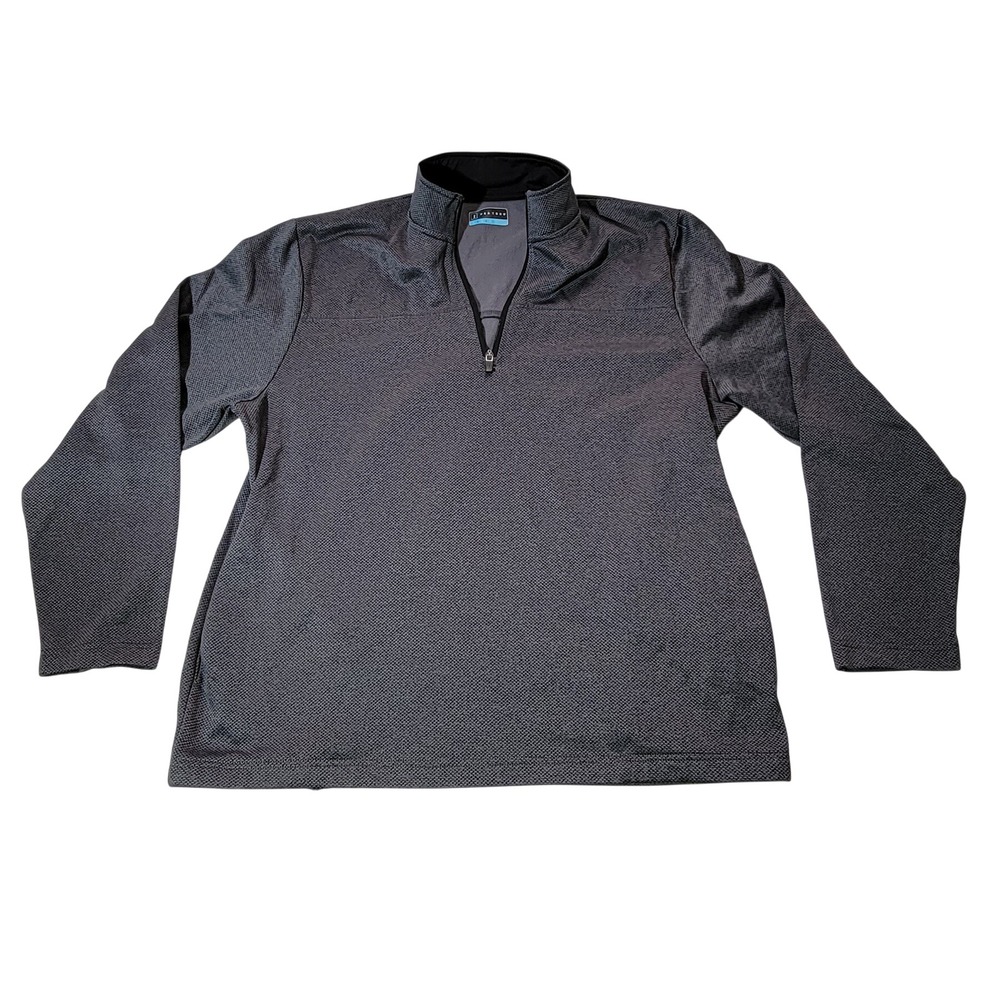 PGA Tour Mens Large Gray Quarter Zip Pullover Textured Golf Sweater Long Sleeve
